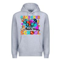 Heather Grey game over back to school Premium Hoodie - NancyCooperArtShop