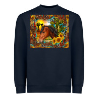 Navy western horse and sunflower Heavyweight Sweatshirt - RanaPortraitStore