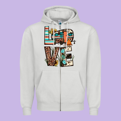 Love Camp Zipper Hoodie Designed By Jahusdesignshop