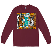 Burgundy Easter bunnies leopard cowhide tumbler Easter Day Long Sleeve Tee - Neo Western