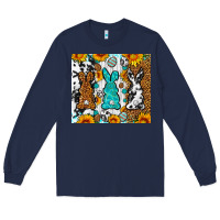 Navy Easter bunnies leopard cowhide tumbler Easter Day Long Sleeve Tee - Neo Western