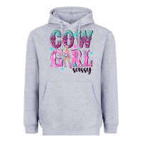 Heather Grey cowgirl sassy with pink cowgirl Heavyweight Hoodie - NancyCooperArtShop