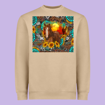 Heavyweight Sweatshirt western horse and desert tumbler