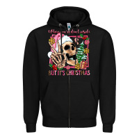 Black when you're dead inside but it's christmas Zipper Hoodie - AdoDesignShop