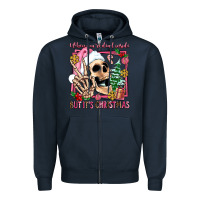 Navy when you're dead inside but it's christmas Zipper Hoodie - AdoDesignShop