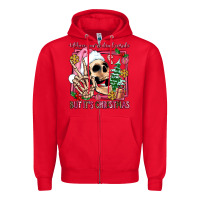 Red when you're dead inside but it's christmas Zipper Hoodie - AdoDesignShop