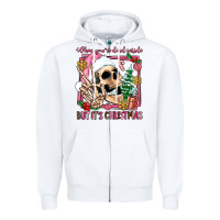 White when you're dead inside but it's christmas Zipper Hoodie - AdoDesignShop
