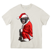 Cream Chimpanzee With Santa Clothes Heavy Core Tee - LillyAllenDesigns