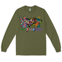 Army Green peace love autism Long Sleeve Tee - SublimationCraftShop