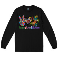 Black peace love autism Long Sleeve Tee - SublimationCraftShop