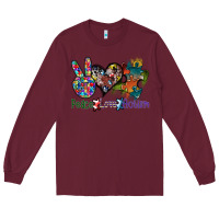 Burgundy peace love autism Long Sleeve Tee - SublimationCraftShop