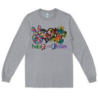 Heather Grey peace love autism Long Sleeve Tee - SublimationCraftShop
