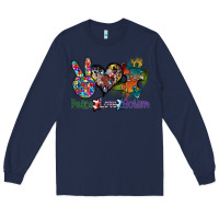 Navy peace love autism Long Sleeve Tee - SublimationCraftShop
