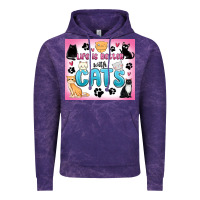 Cloud Purple life is better with cats Vintage Hoodie - MaliasSmallBusiness