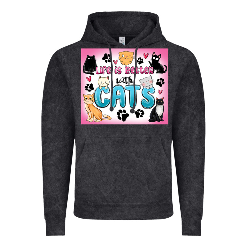 Life Is Better With Cats Vintage Hoodie by MaliasSmallBusiness | Teevron