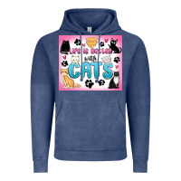 Vintage Denim life is better with cats Vintage Hoodie - MaliasSmallBusiness