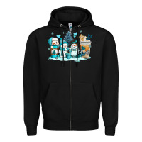 Black winter snowman coffee cups Zipper Hoodie - AdoDesignShop