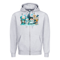 Heather Grey winter snowman coffee cups Zipper Hoodie - AdoDesignShop