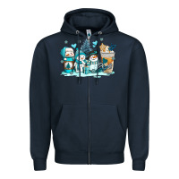 Navy winter snowman coffee cups Zipper Hoodie - AdoDesignShop