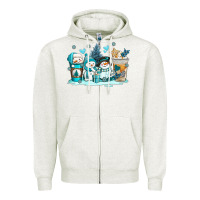 Oatmeal Heather winter snowman coffee cups Zipper Hoodie - AdoDesignShop