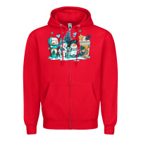 Red winter snowman coffee cups Zipper Hoodie - AdoDesignShop