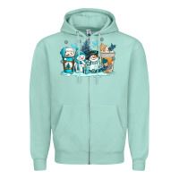 Seafoam winter snowman coffee cups Zipper Hoodie - AdoDesignShop