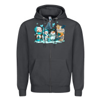 Winter Snowman Coffee Cups Zipper Hoodie | Teevron