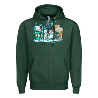 Sports Green winter snowman coffee cups Zipper Hoodie - AdoDesignShop