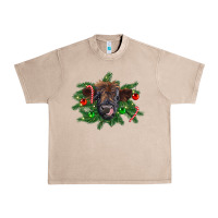 French Oak Christmas highland calf Urban Heavy Tee - RanaPortraitStore