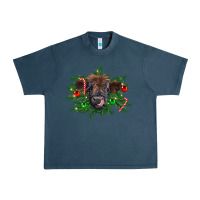 Midnight Navy Christmas highland calf Urban Heavy Tee - RanaPortraitStore
