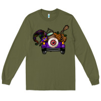 Army Green Halloween Truck Long Sleeve Tee - CowhideDigitalArt