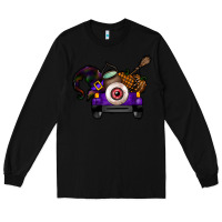 Black Halloween Truck Long Sleeve Tee - CowhideDigitalArt