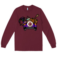 Burgundy Halloween Truck Long Sleeve Tee - CowhideDigitalArt