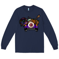 Navy Halloween Truck Long Sleeve Tee - CowhideDigitalArt