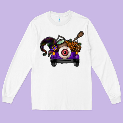 Halloween Truck Long Sleeve Tee Designed By Cowhidedigitalart