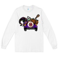 White Halloween Truck Long Sleeve Tee - CowhideDigitalArt