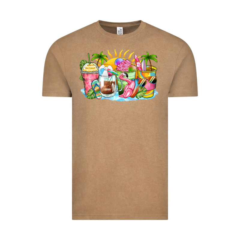 Beach Summer Coffee Cups Vintage Tee by Zillion Design Studio | Teevron