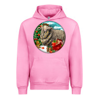 Fuchsia Pink christmas merino wool sheep Urban Hoodie - LillyAllenDesigns