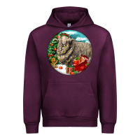 Mauve Wine christmas merino wool sheep Urban Hoodie - LillyAllenDesigns