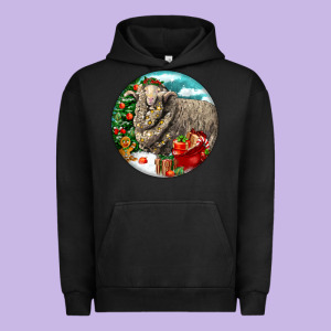 Christmas Merino Wool Sheep Urban Hoodie Designed By Lillyallendesigns