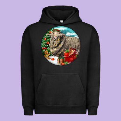 Christmas Merino Wool Sheep Urban Hoodie Designed By Lillyallendesigns