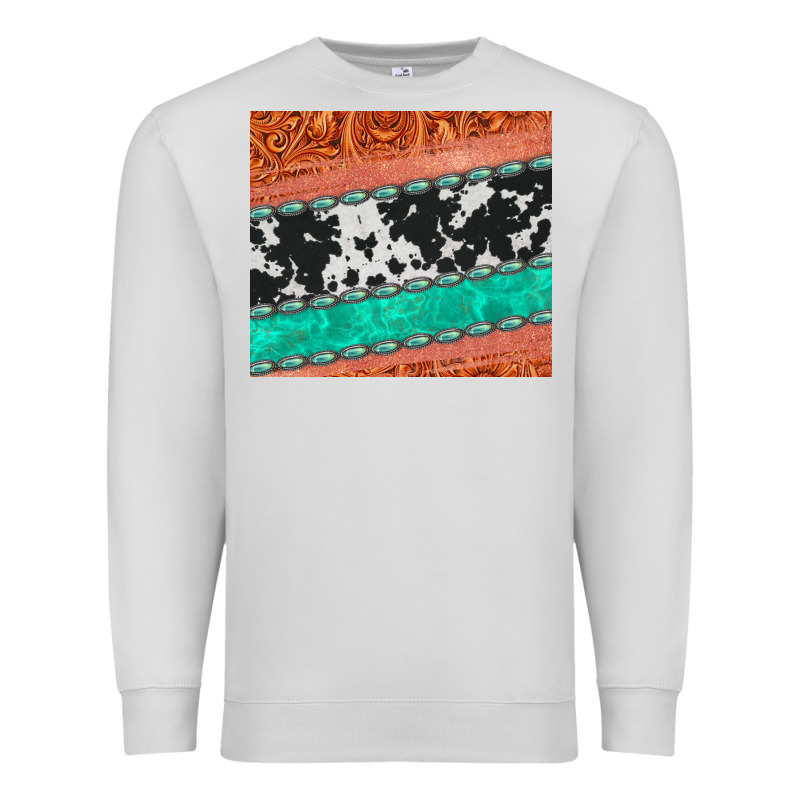 Western Turquoise Gemstone Cowhide  Leather Tumbler Premium Sweatshirt by Jasminsmagicworld | Teevron