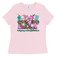 Bubblegum Pink emt emergency medical technician Ladies Tee - AdoDesignShop