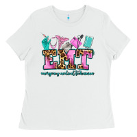 White emt emergency medical technician Ladies Tee - AdoDesignShop