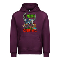 Mauve Wine merry christmas velociraptor Urban Hoodie - LillyAllenDesigns