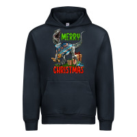 Navy merry christmas velociraptor Urban Hoodie - LillyAllenDesigns