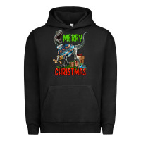 Pigment Black merry christmas velociraptor Urban Hoodie - LillyAllenDesigns