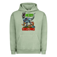 Pigment Oil Green merry christmas velociraptor Urban Hoodie - LillyAllenDesigns