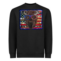 Black bison with american flag Heavyweight Sweatshirt - RanaPortraitStore