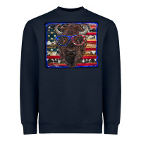 Navy bison with american flag Heavyweight Sweatshirt - RanaPortraitStore